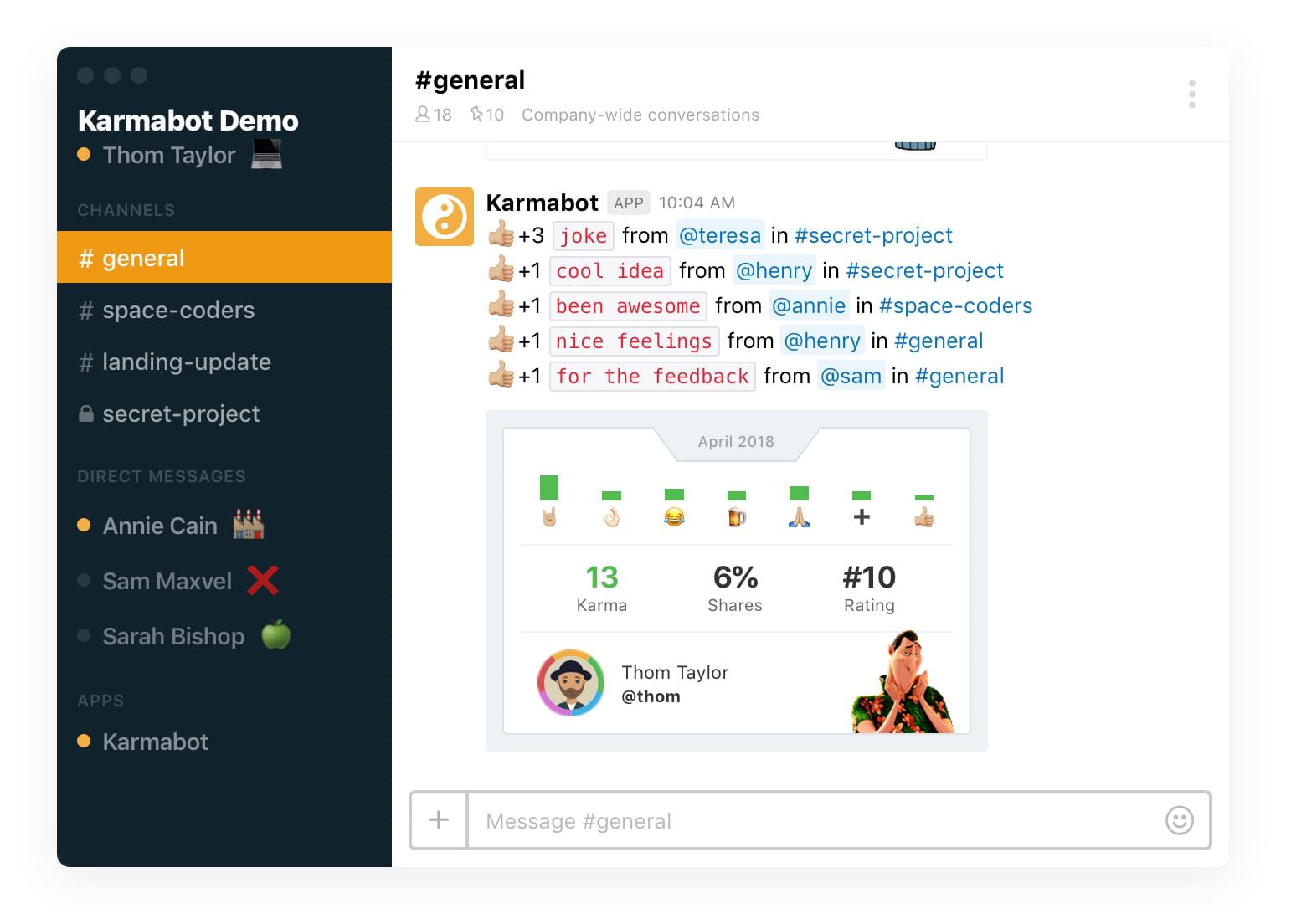 Karma bot demo personal stats