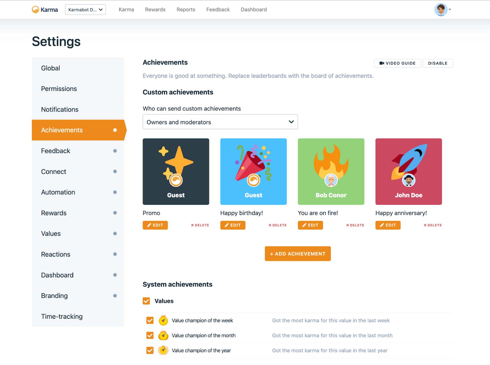 Custom Karma Achievements